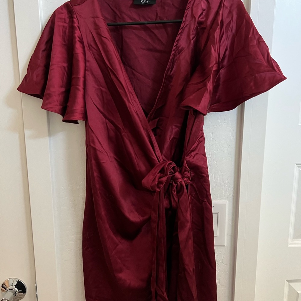 Vici satin wrap dress